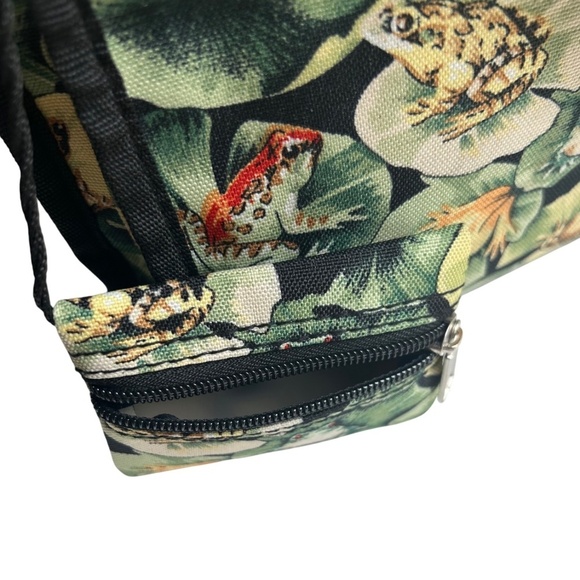 Canvas Shoulder / Tote Bag with Matching Change Purse FROGS! - Picture 7 of 16